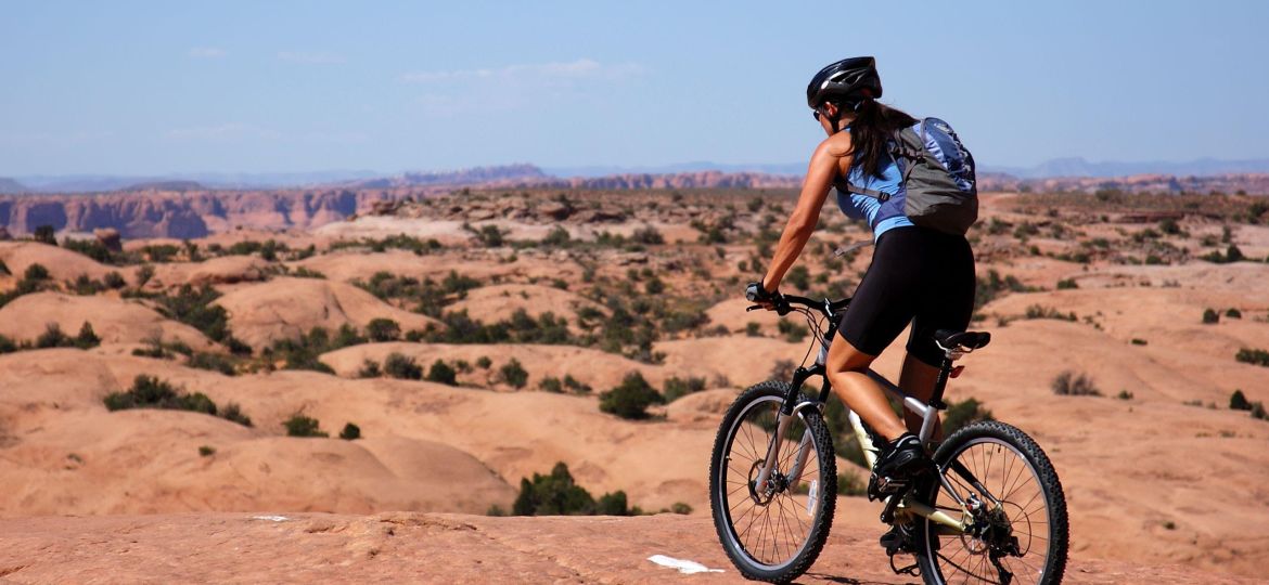 female mountain biker