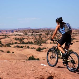 female mountain biker